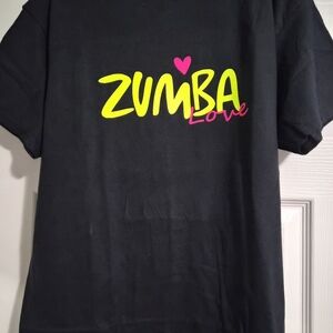 Gildan Black Tee with Neon Yellow and Pink Print